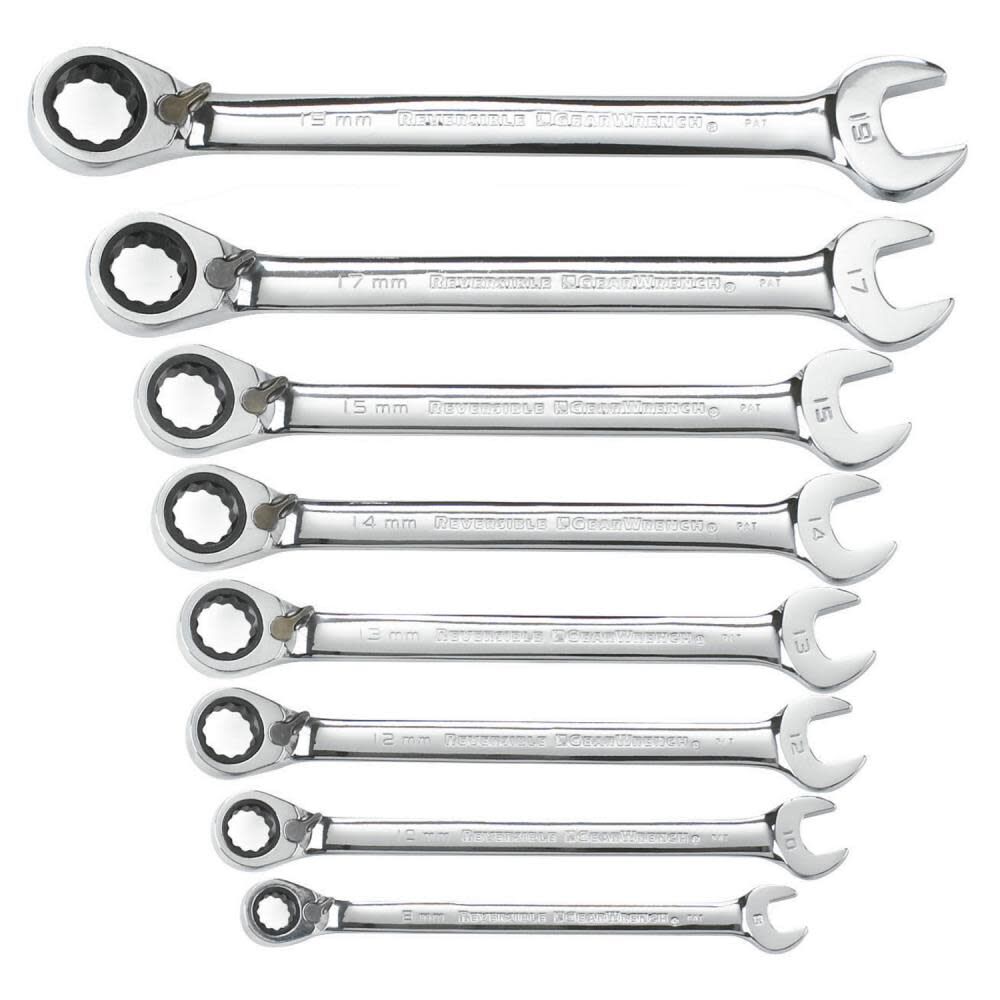 GEARWRENCH 8 Piece 12 Point Reversible Ratcheting Combination Wrench Set Metric 9543 from GEARWRENCH