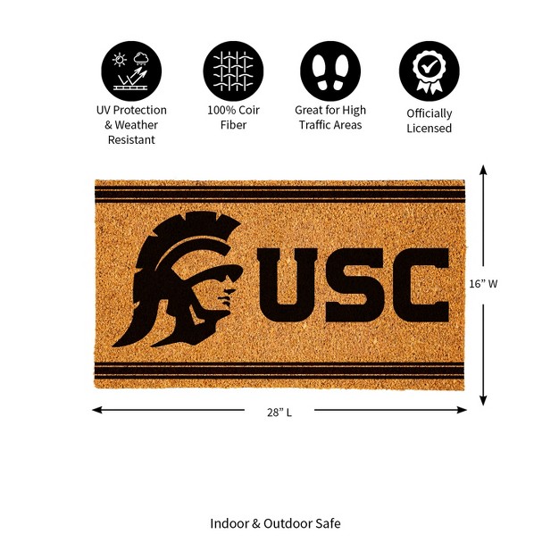 Evergreen University Of Southern California Logo Turf Mat Brown 28 X 16 Inches Indoor Outdoor Doormat