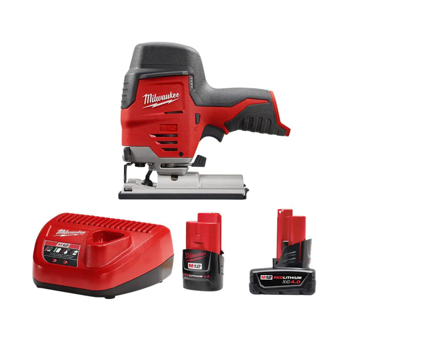 Milwaukee 48-59-2424-2445-20 M12 12V Lithium-Ion Cordless Jig Saw with One M12 4.0 Ah and One M12 2.0 Ah Battery Pack and Charger