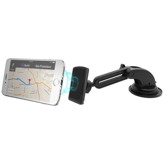 Macally Dashboard And Windshield Suction Cup Magnetic Phone Mount Holder With Extendable Arm