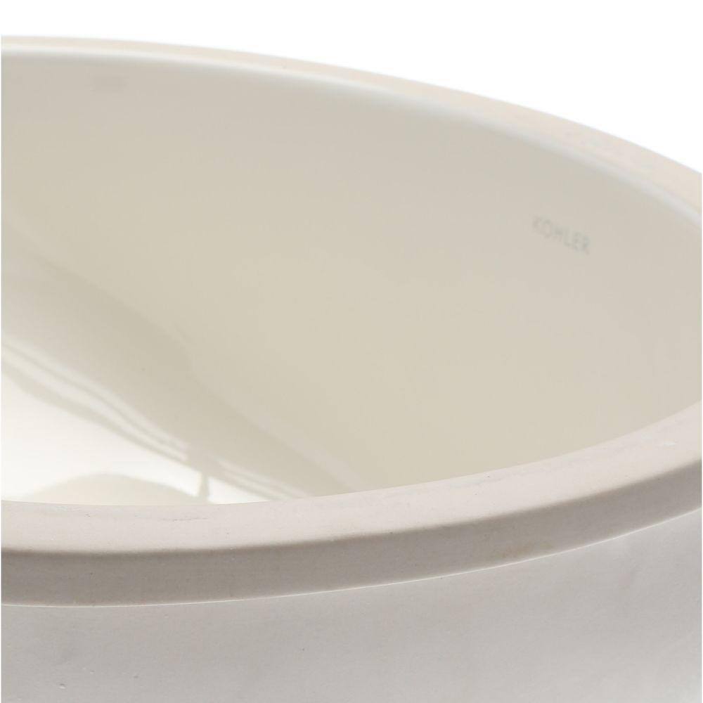 KOHLER Caxton Vitreous China Undermount Bathroom Sink in Biscuit with Overflow Drain K-2209-96