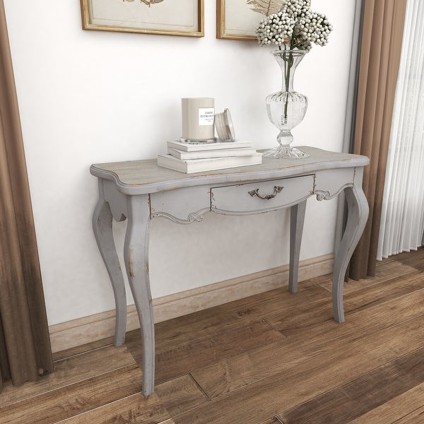 White Wood Farmhouse Console Table 31 x 43 x 17