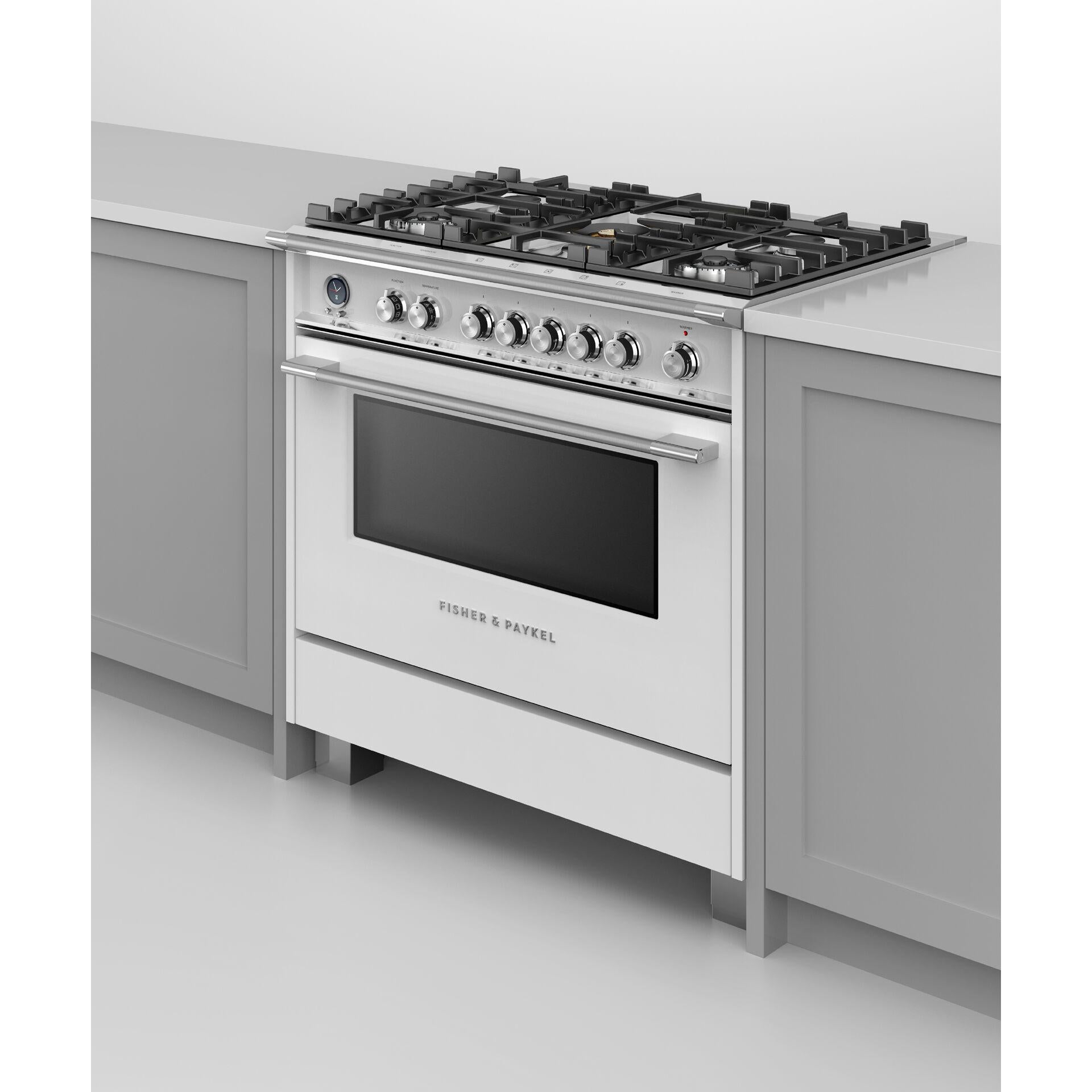 Fisher & Paykel 36-inch Freestanding Dual Fuel range with AeroTech? Technology OR36SCG6W1