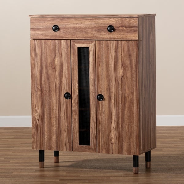 Contemporary 2-Door Shoe Storage Cabinet with Drawer - - 27735916