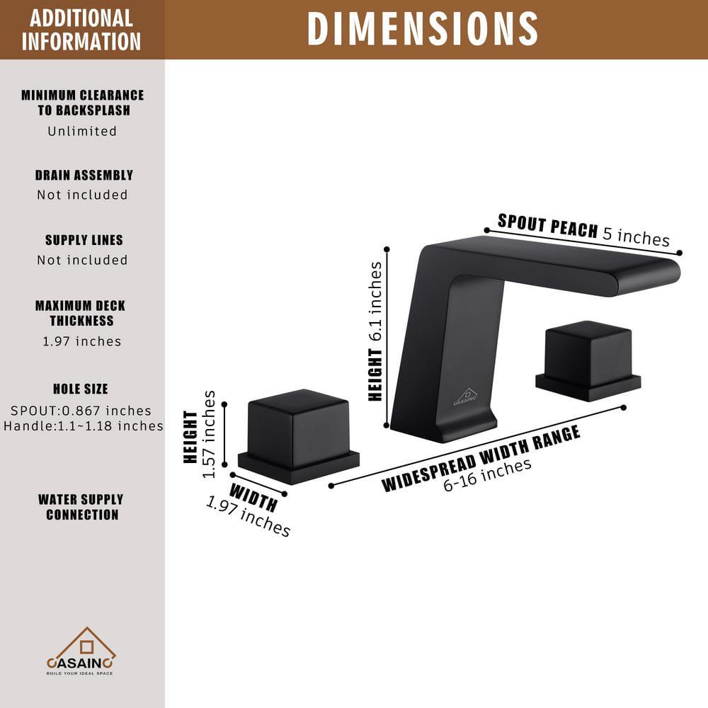 CASAINC 8 in Widespread Double Handle Bathroom Faucet in Matte Black