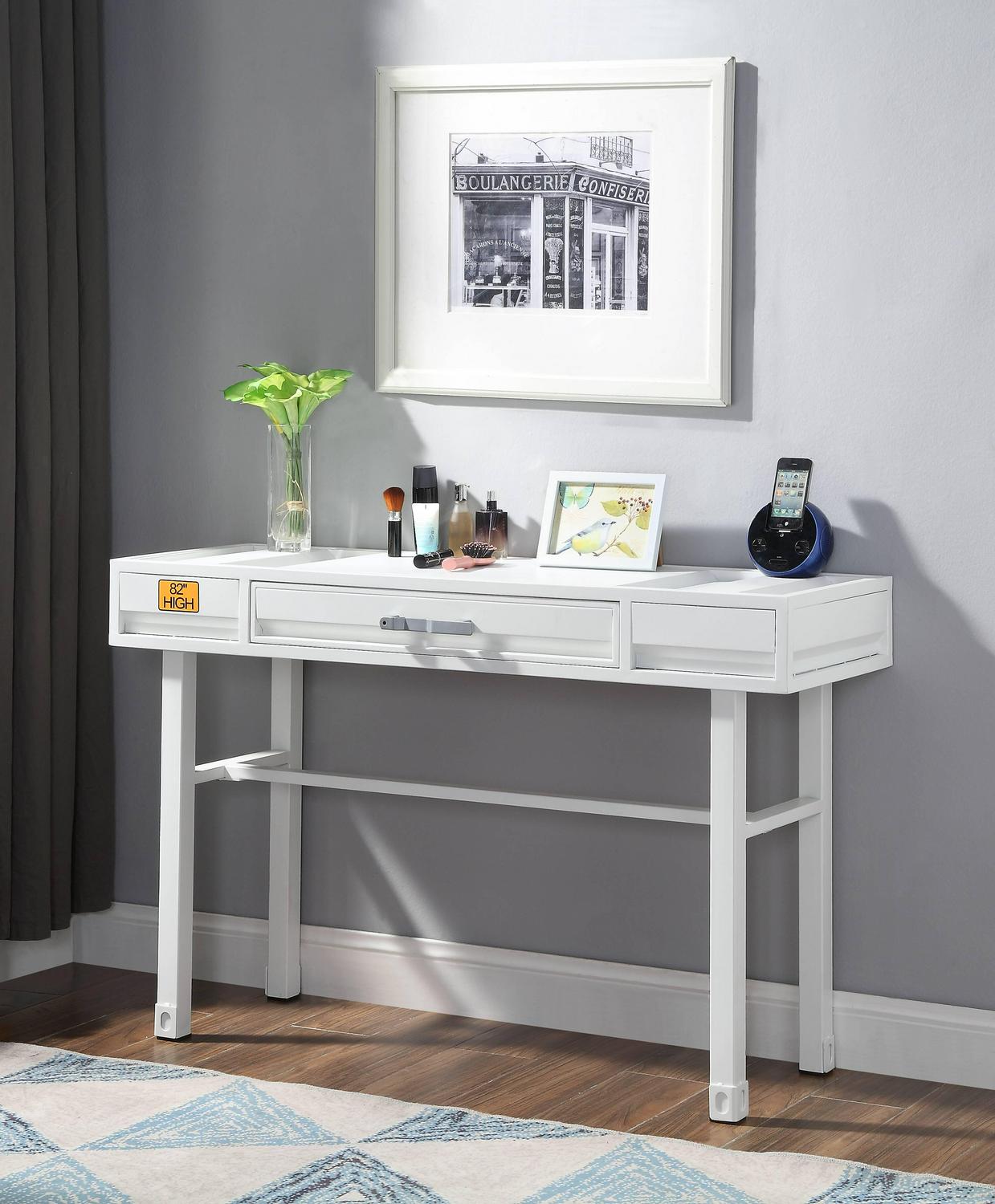 Acme Furniture Cargo Container Style Metal Vanity Desk White  Crowdfused