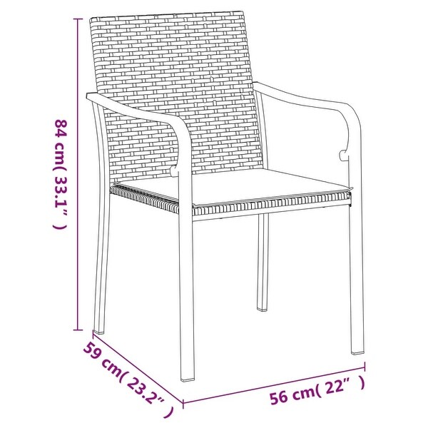 vidaXL Patio Dining Set Table and Chair with Cushions Poly Rattan and Steel