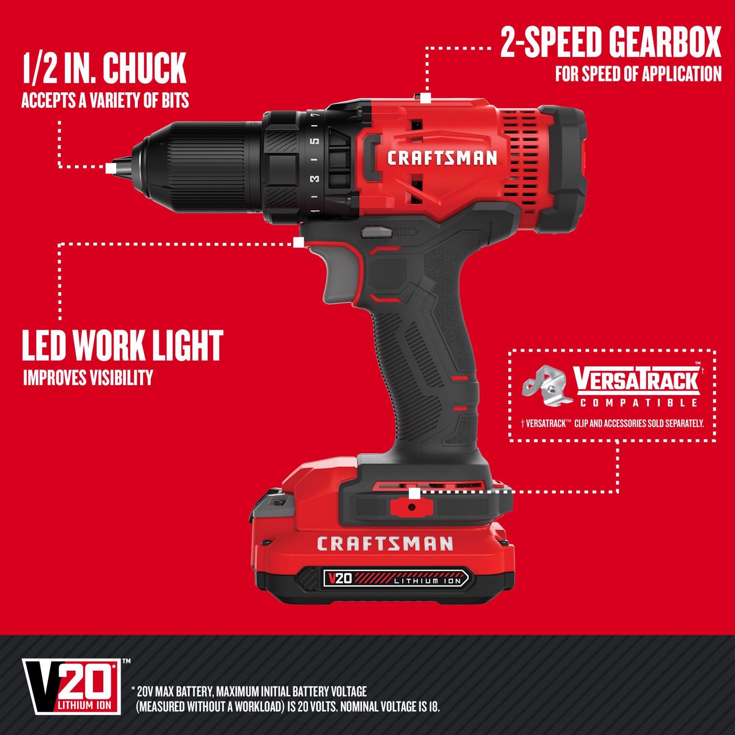 Craftsman 20 V Cordless Brushed 5 Tool Combo Kit