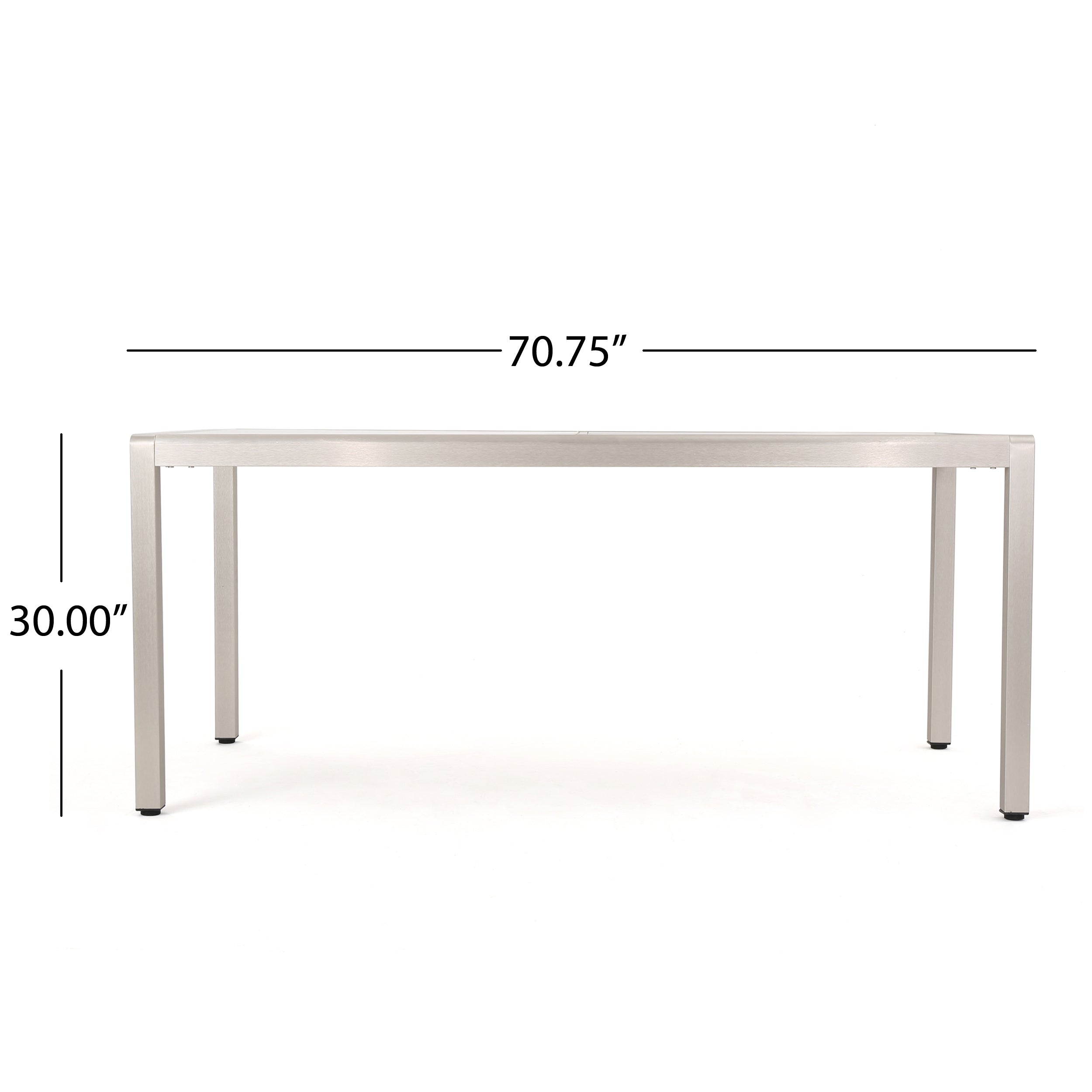 Coral Bay Outdoor Grey Aluminum Dining Table with Tempered Glass Top