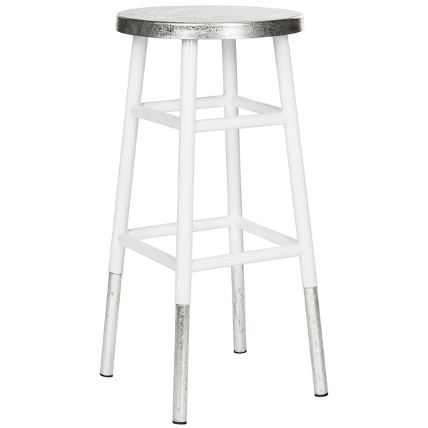 SAFAVIEH 30 -inch Kenzie Silver Dipped White / Silver Barstool - 13.5