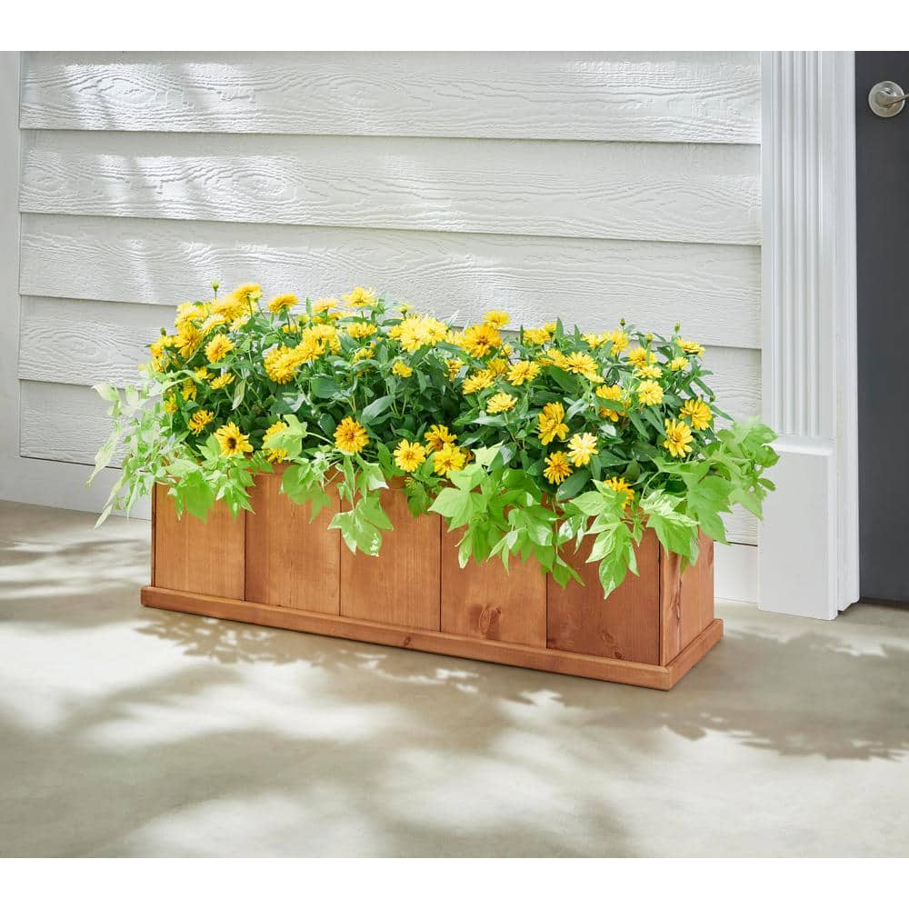 Vigoro 39.5 in. Brooklin Stained Brown Wood Planter Box (39.5 in. L x 11.5 in. W x 11.5 in. H) PCWP-9880