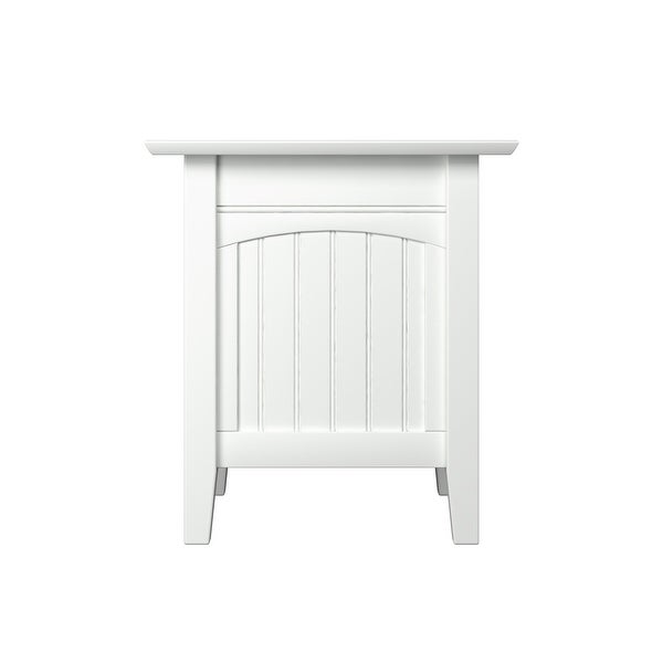 Nantucket Solid Wood End Table with Built-In Charging Station in White