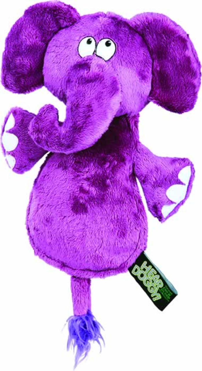 Hear Doggy's Silent Squeaker Flat Elephant with Chew Guard Dog Toy