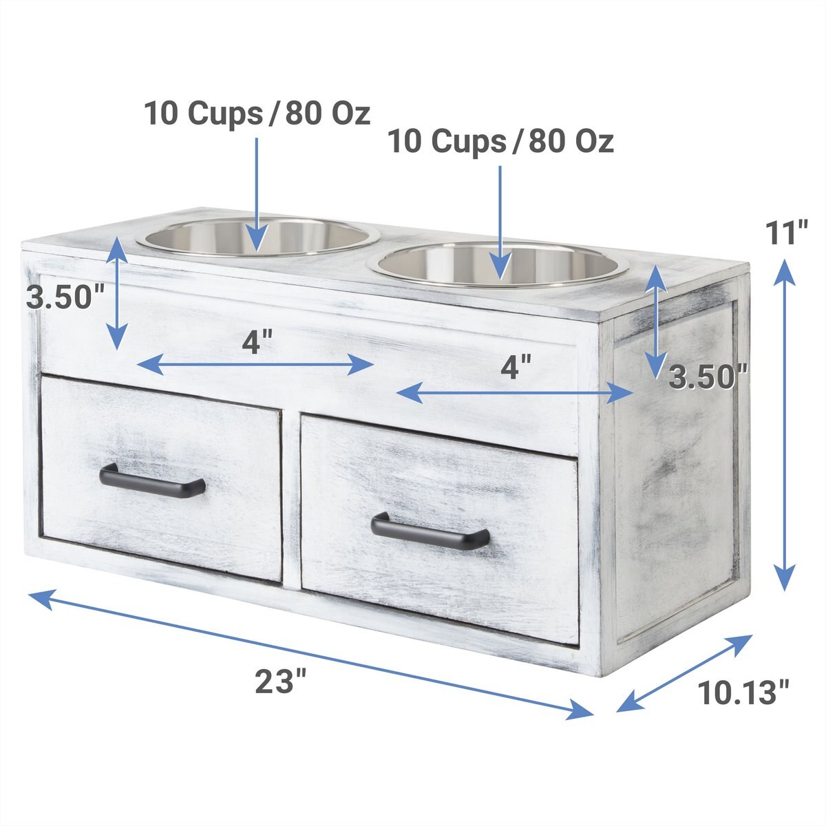 Frisco Premium Wood Elevated Large Breed Dog Bowl with Storage Station， 10 Cup