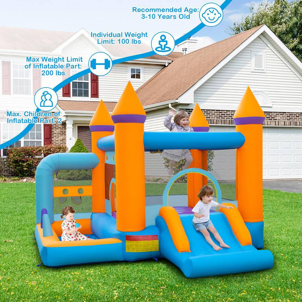 Costway 5-in-1 Inflatable Bounce House Castle Kids Jumping Bouncer with Ocean Balls  735W Blower NP10927US