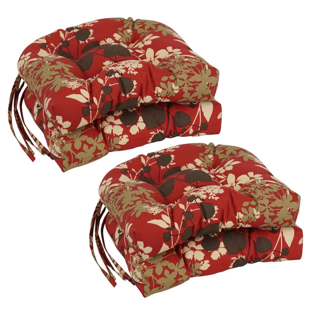 16 inch Rounded Back Tufted Indoor/Outdoor Chair Cushions (Set of 4)   16\