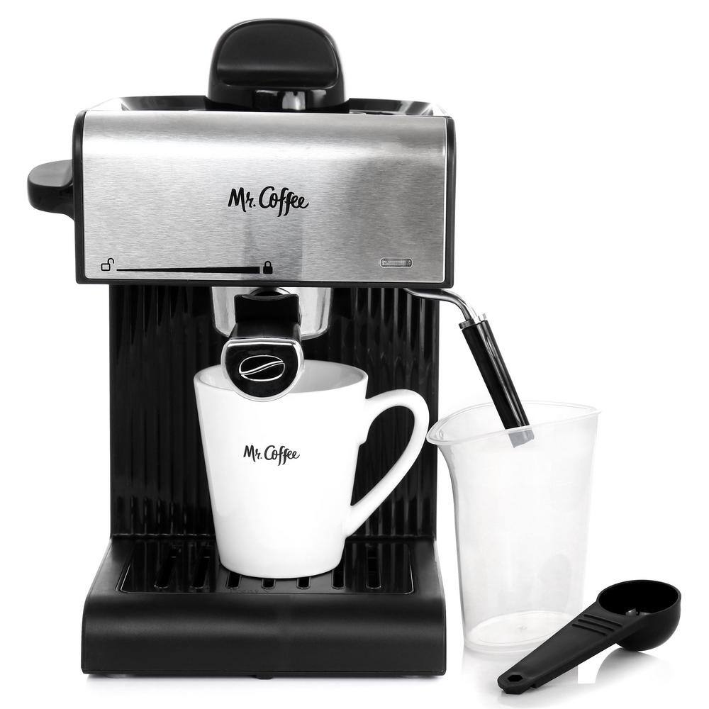 Mr. Coffee 2.5-Cup Black Drip Coffee Maker Steam Espresso Machine Cappuccino and Latte 985118230M