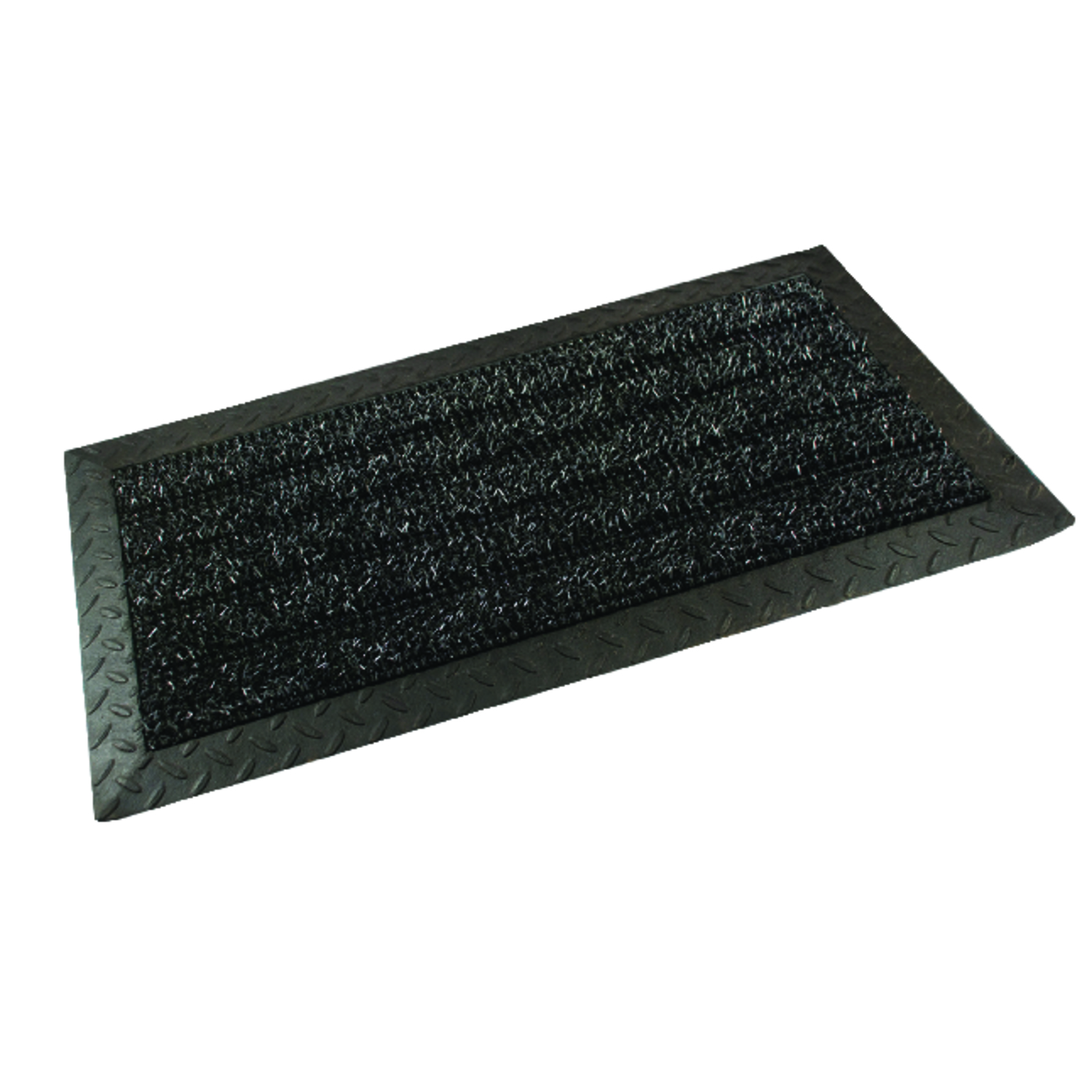 GrassWorx Clean Machine 34 in. L X 18 in. W Black Polyethylene/Rubber Door Mat