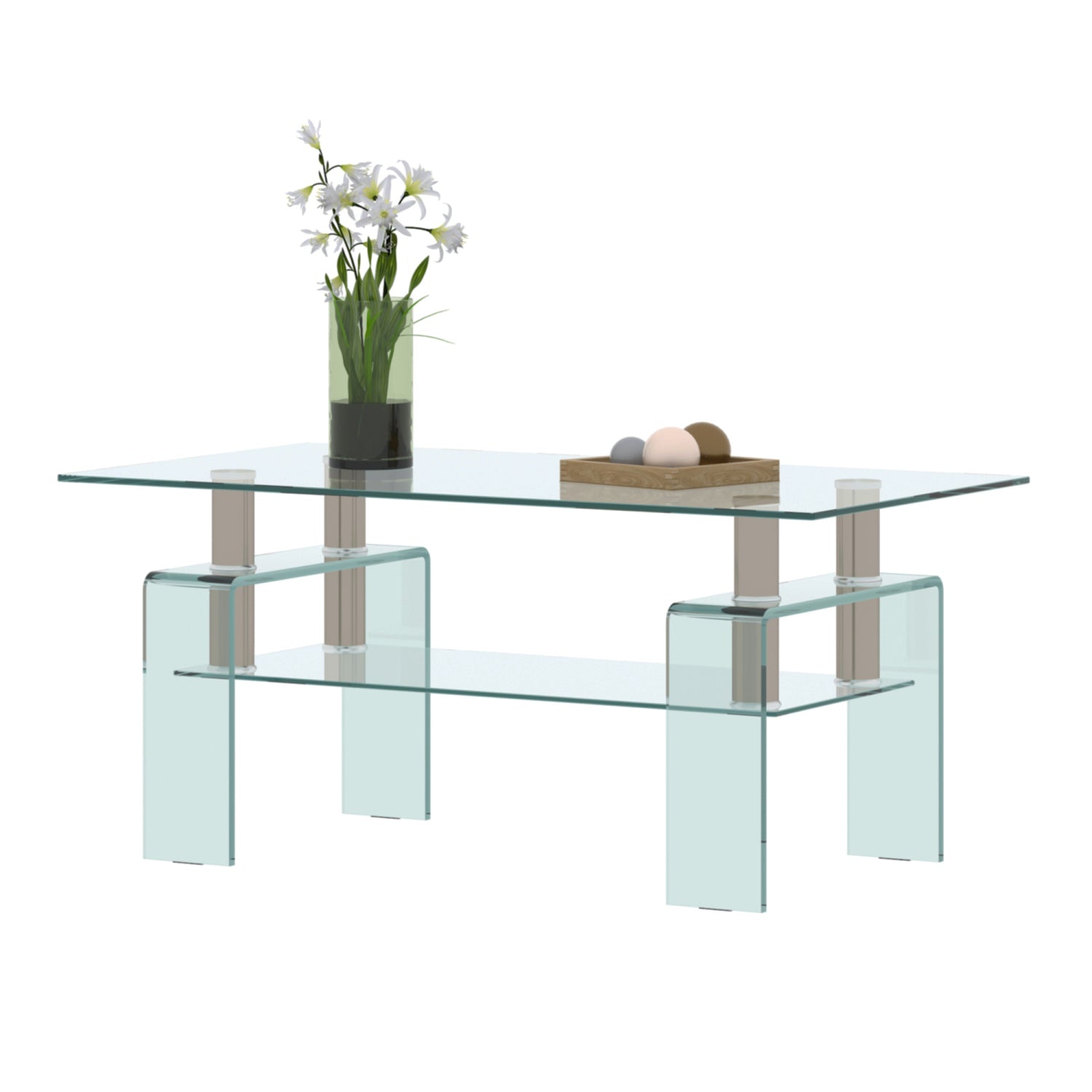 Holaki Glass Coffee Table Clear Table Transparent Coffee Table for Room