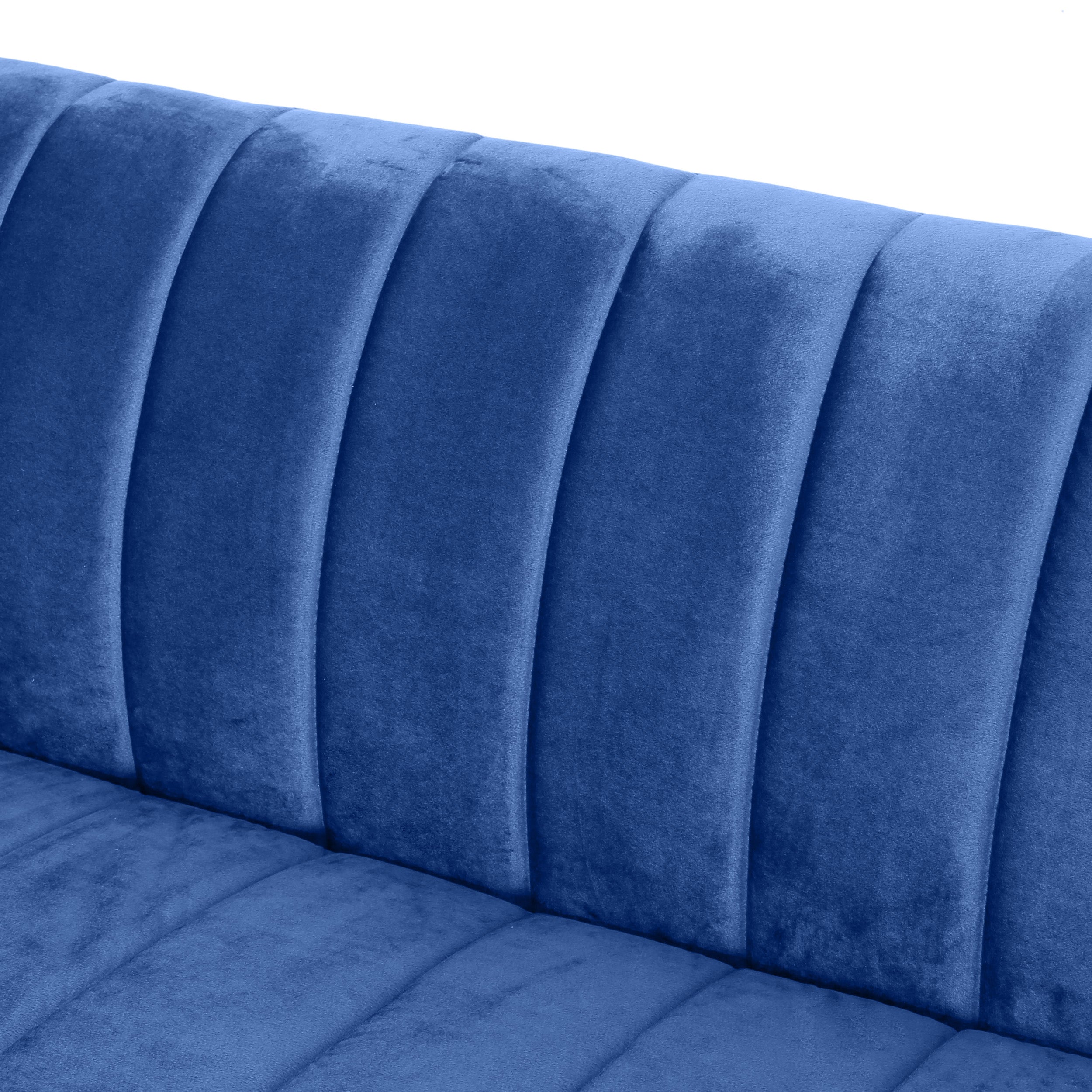 Masie Contemporary Channel Stitch Velvet Settee