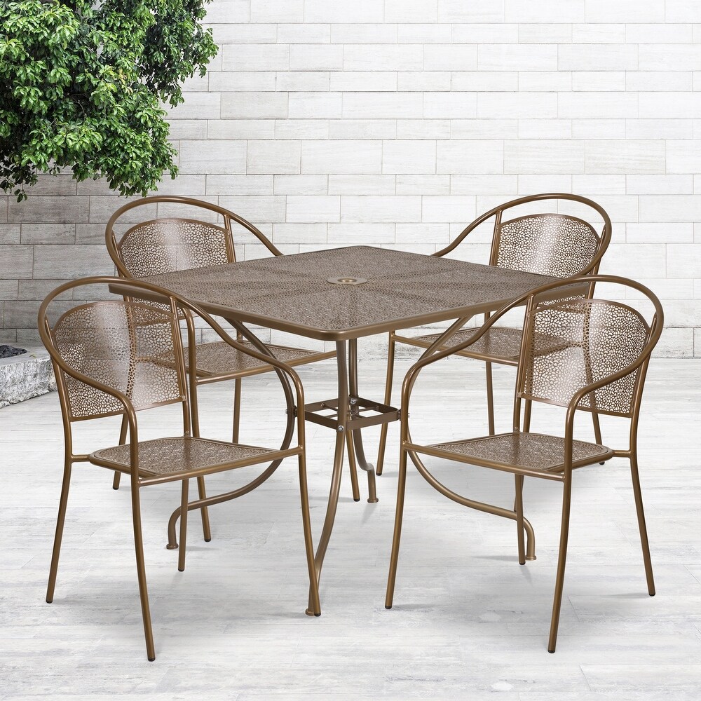 35.5 inch Square 5 piece Indoor/ Outdoor Steel Dining Set