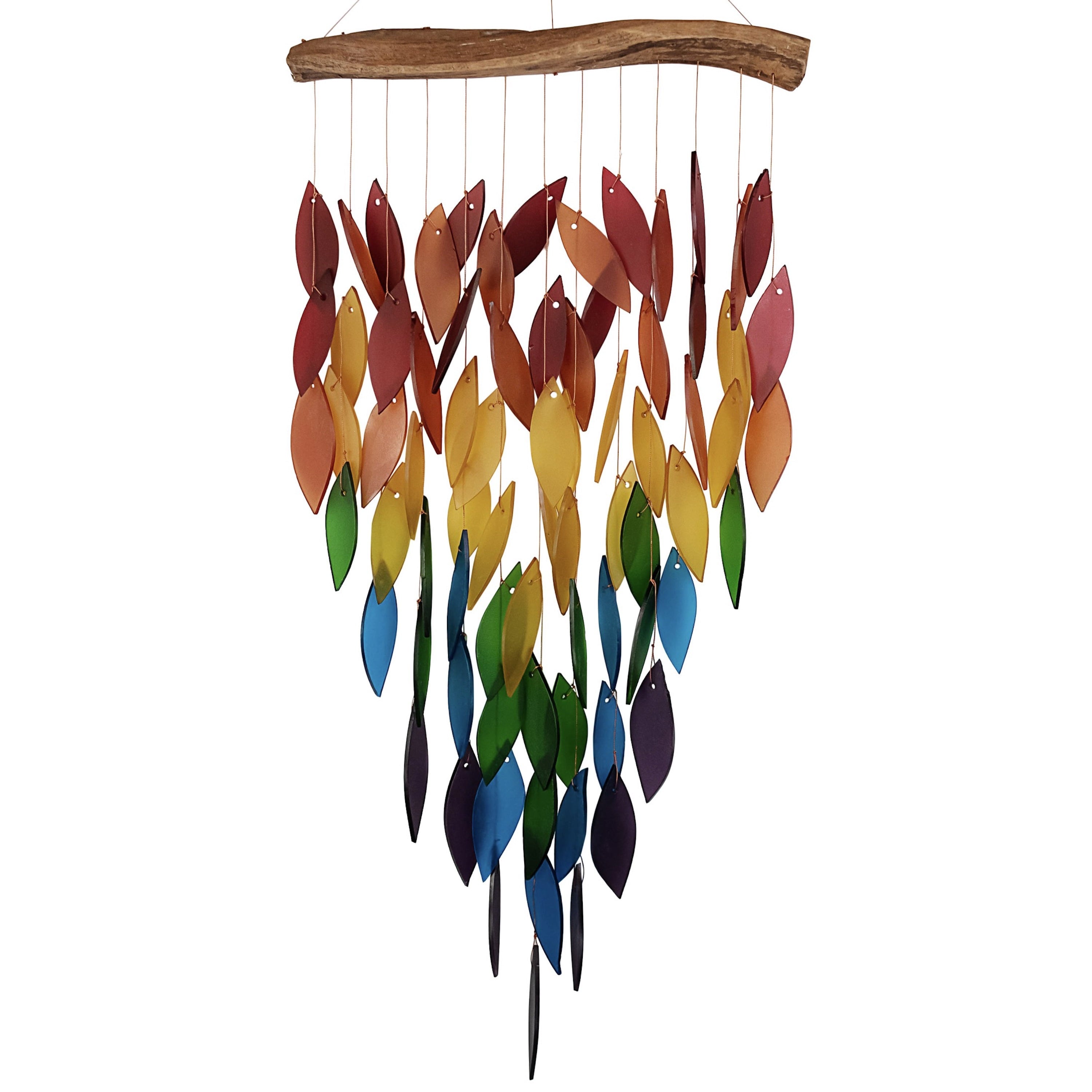 Blue Handworks Glass Wind Chime Deluxe Rainbow Waterfall Wind Chime for Outside