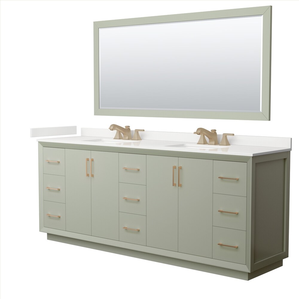 Strada 84 inch Double Vanity  Quartz Top  70 inch Mirror