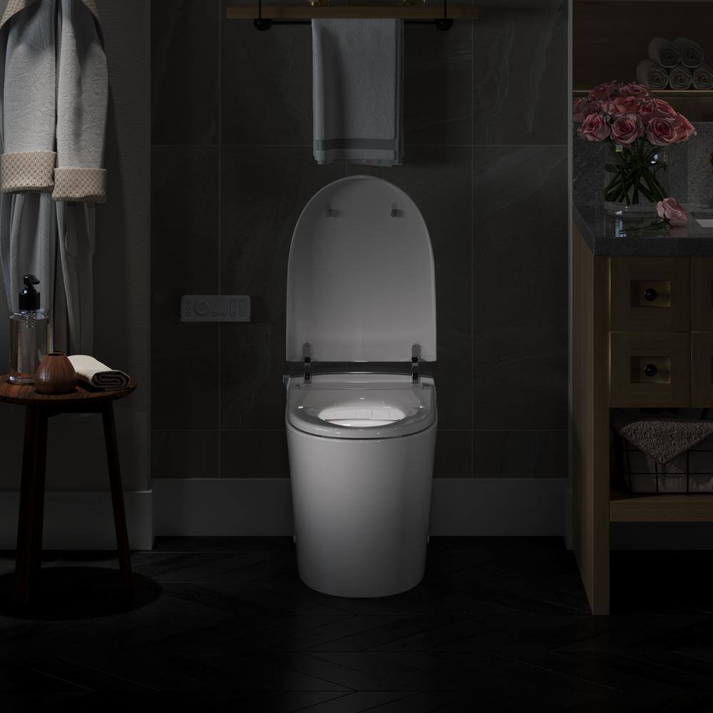 HOROW Tankless Elongated Smart Toilet Bidet in White with Auto Flush Heated Seat Warm Air Dryer Bubble Infusion Wash T03