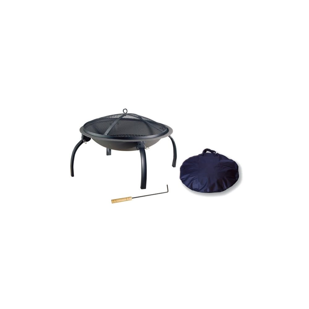 Living Accents Round Wood Fire Pit Black Steel Portable ;