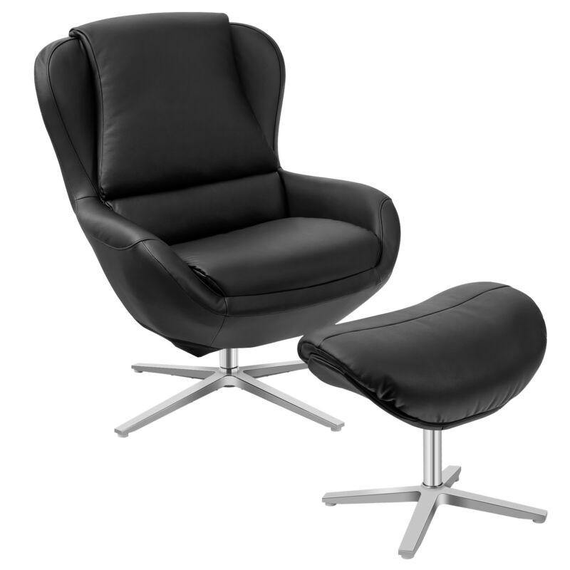 360 Swivel Leather Lounge Chair with Ottoman