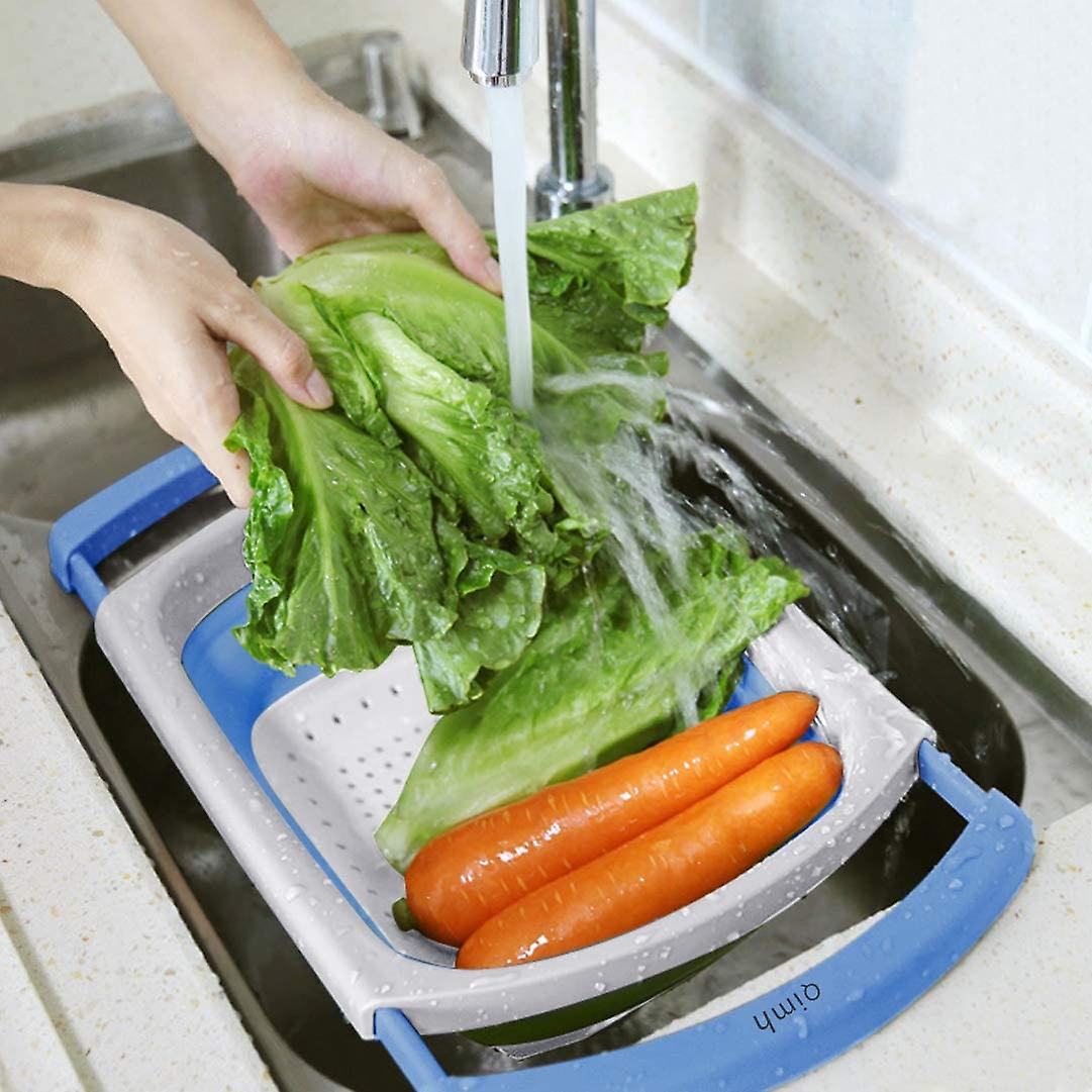 Colander Collapsible Folding Strainer Over The Sink Veggies Fruit Extendable Us