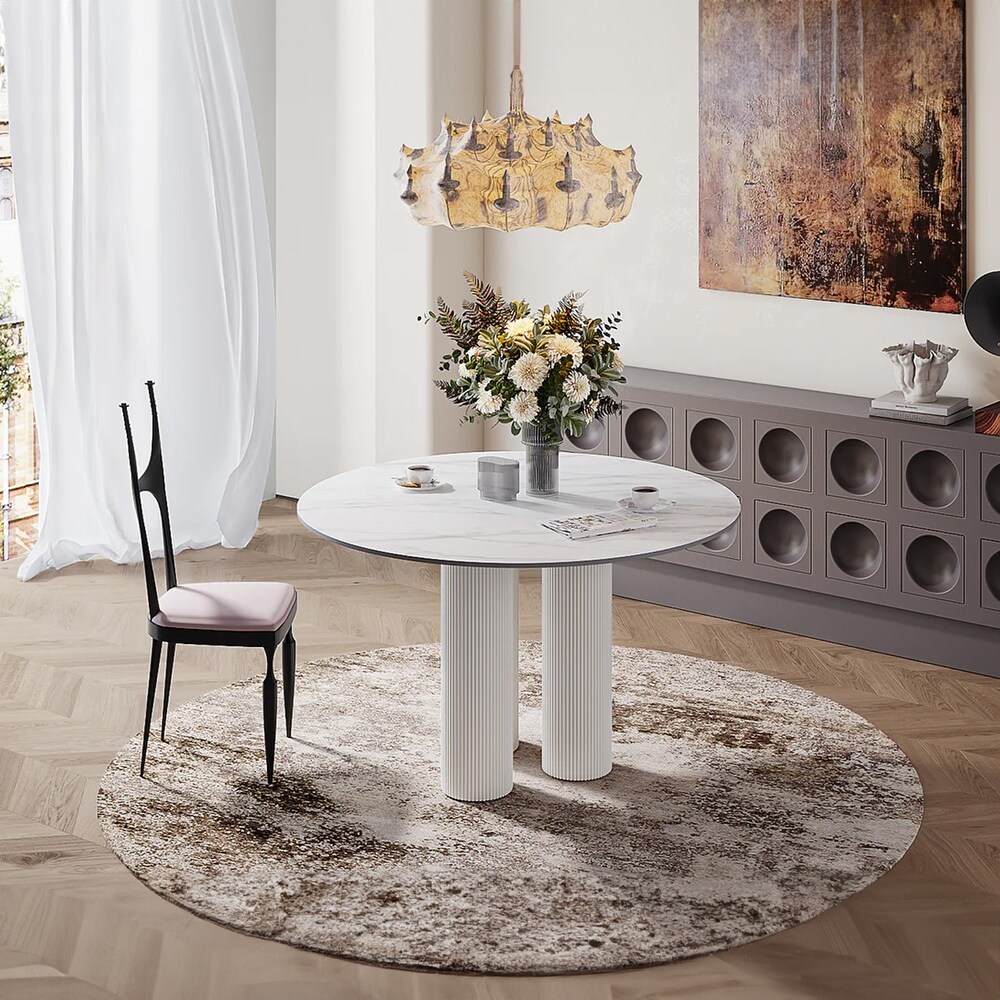 Modern Minimalist Round Matte Sintered Stone Dining Table