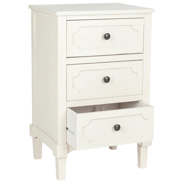 SAFAVIEH Rosaleen White 3-Drawer Storage Side Chest - 16.9