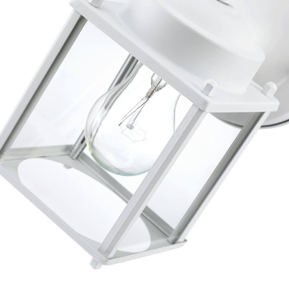 Hukoro 2-Pack 1-Light Outdoor Wall Light with Matte White and Clear Glass Shade 2F10511-WH