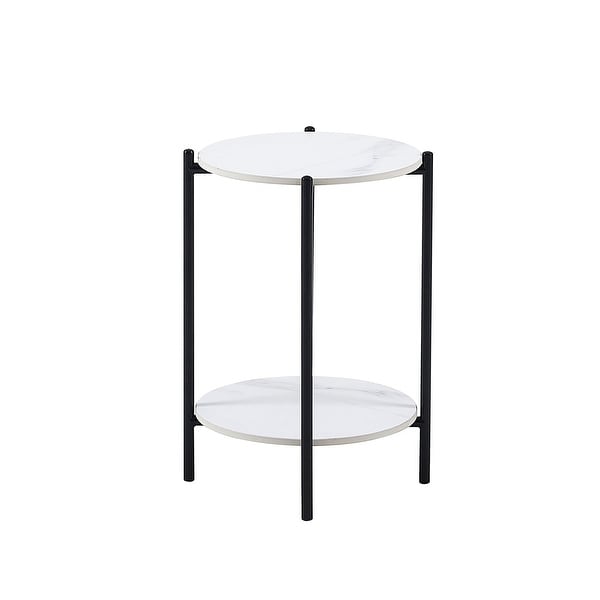 Round 2-layer End Table with Whole Marble Tabletop