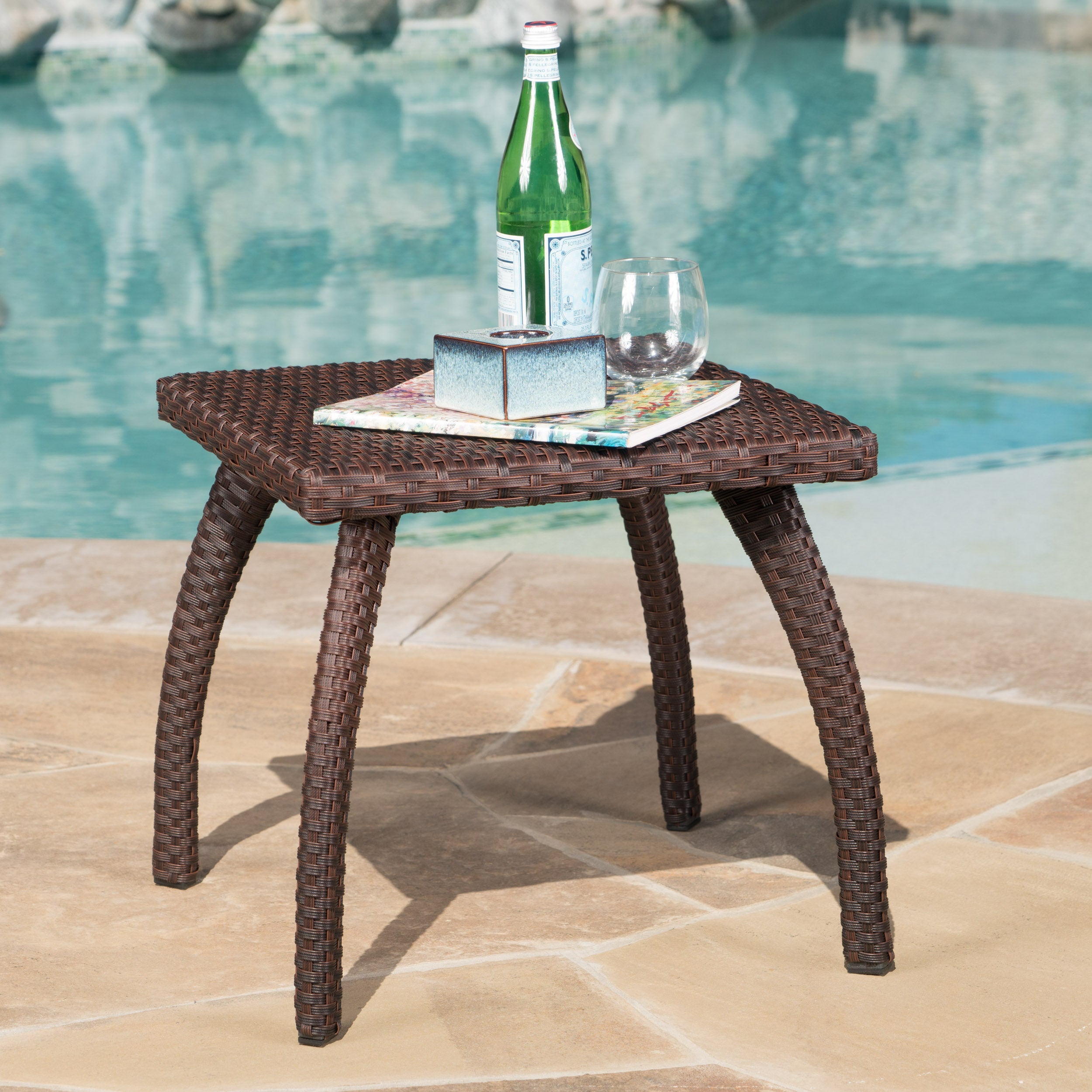 Maui Outdoor 3-piece Brown Wicker Chat Set with Cushions