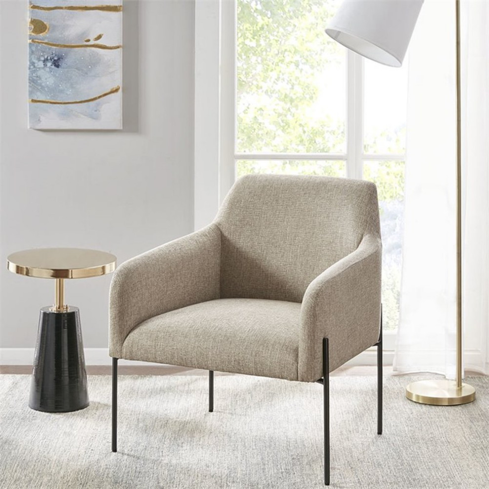 Home Square Calder Solid Wood and Polyester Accent Chair in Beige in Set of 2   Midcentury   Armchairs And Accent Chairs   by Homesquare  Houzz