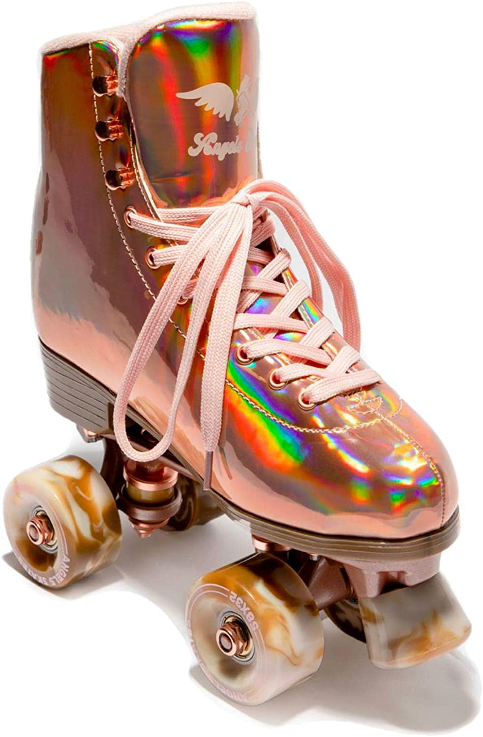 Angels Skates Roller Skates - PU Leather - Perfect Indoor Outdoor Girls Retro Skate - (Rose Gold， 1)