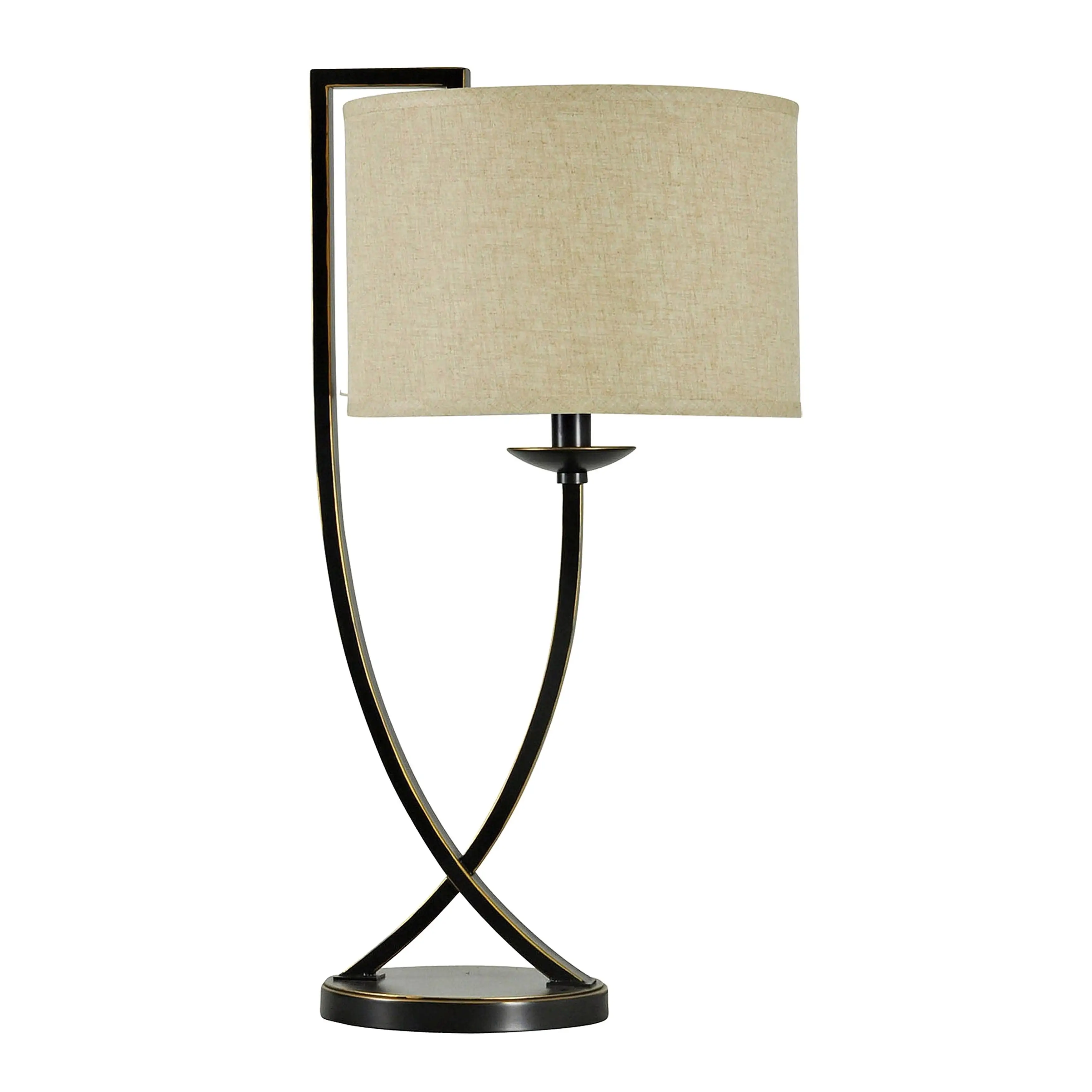 StyleCraft Madison Bronze Table Lamp - Beige Hardback Fabric Shade