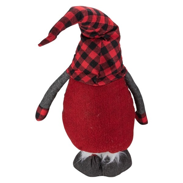 41Inch LED Lighted Red and Black Plaid Extendable Gnome Christmas Figure