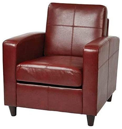 Modern Accent Chair  Crimson Red Faux Leather Set With Cushioned Backrest   Contemporary   Armchairs And Accent Chairs   by Declusia  Houzz