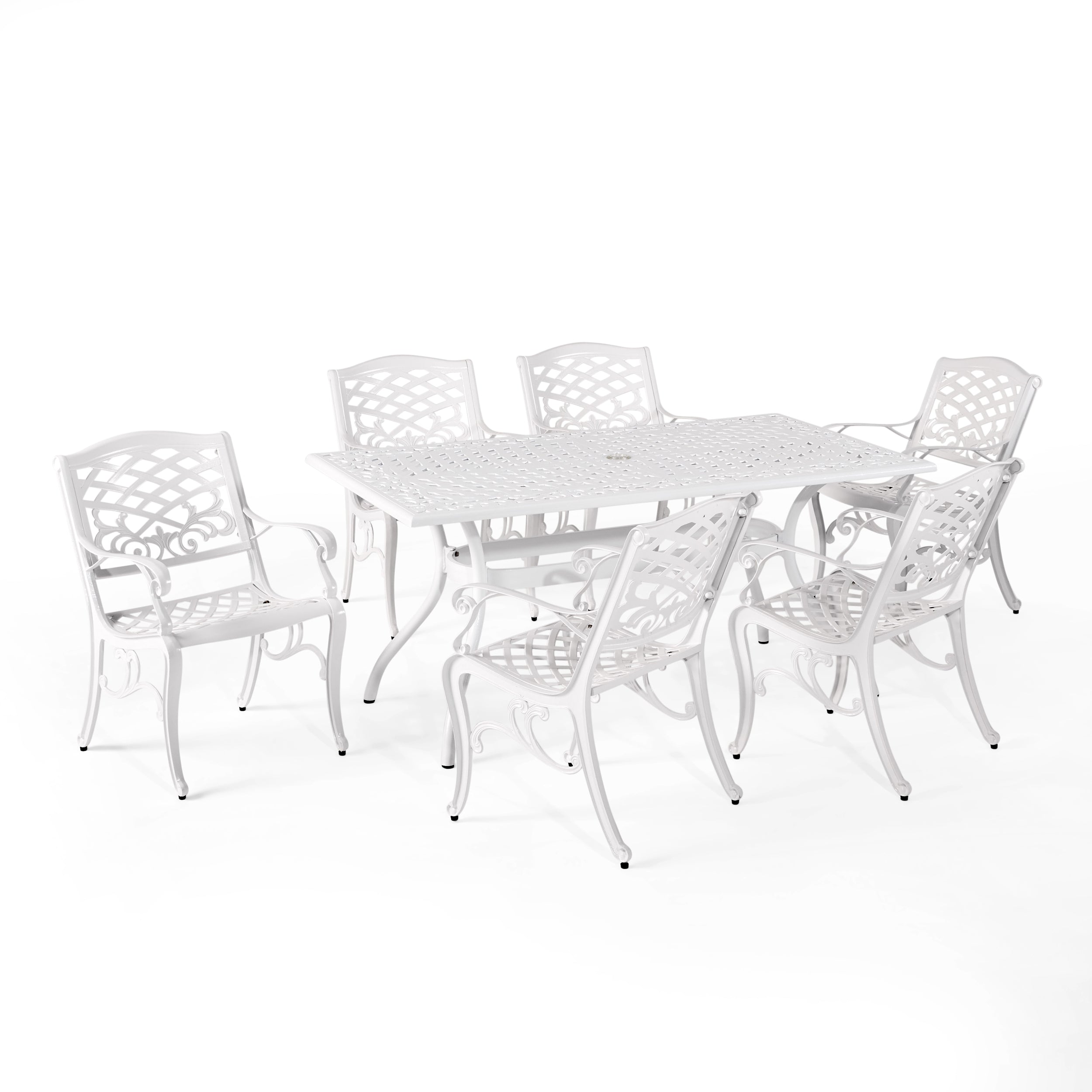 Honolulu Traditional Outdoor Aluminum 7 Piece Dining Set