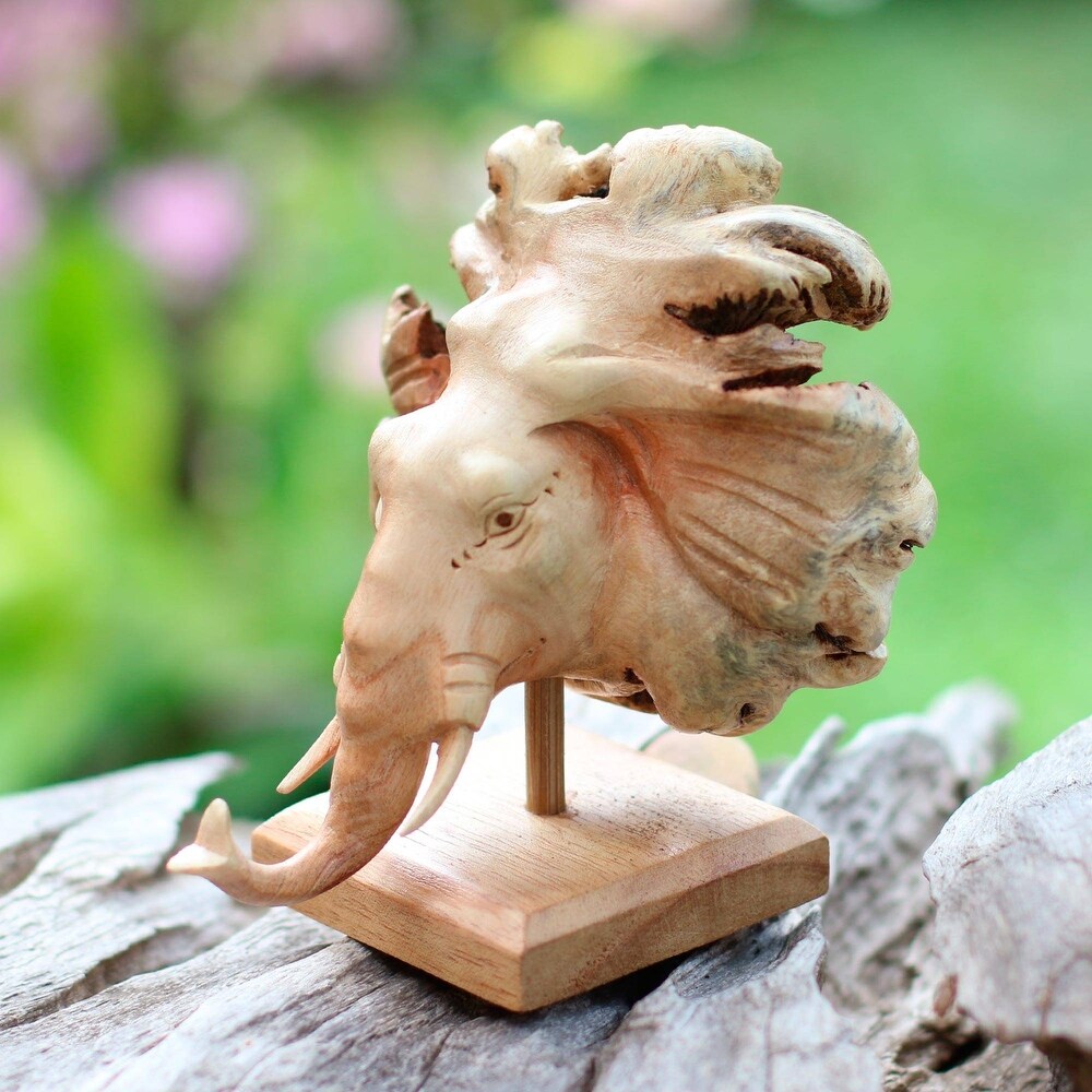 Novica Handmade Emerging Elephant Wood Sculpture   4.7\