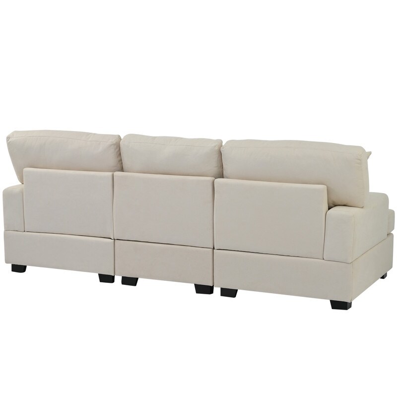 3 Seat Modern Sofa with Removable Back  Seat Cushions and 4 Comfortable Pillows  Upholstered Sofa for Living Room