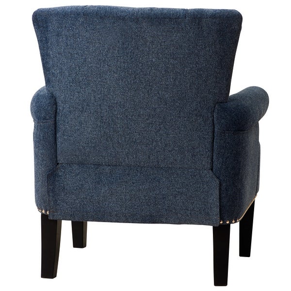 Livingroom Accent Chair Upholstered Rivet Tufted Armchair， Navy