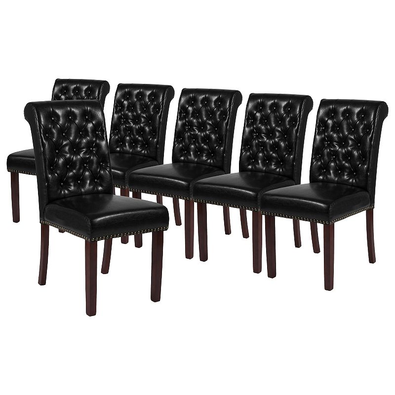 Merrick Lane Falmouth Upholstered Parsons Chair with Nailhead Trim - Set of 6