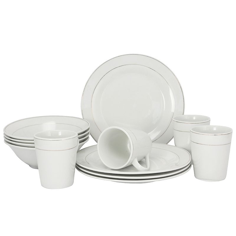 Gibson Home Tuxedo Deluxe 12-Piece Dinnerware Set