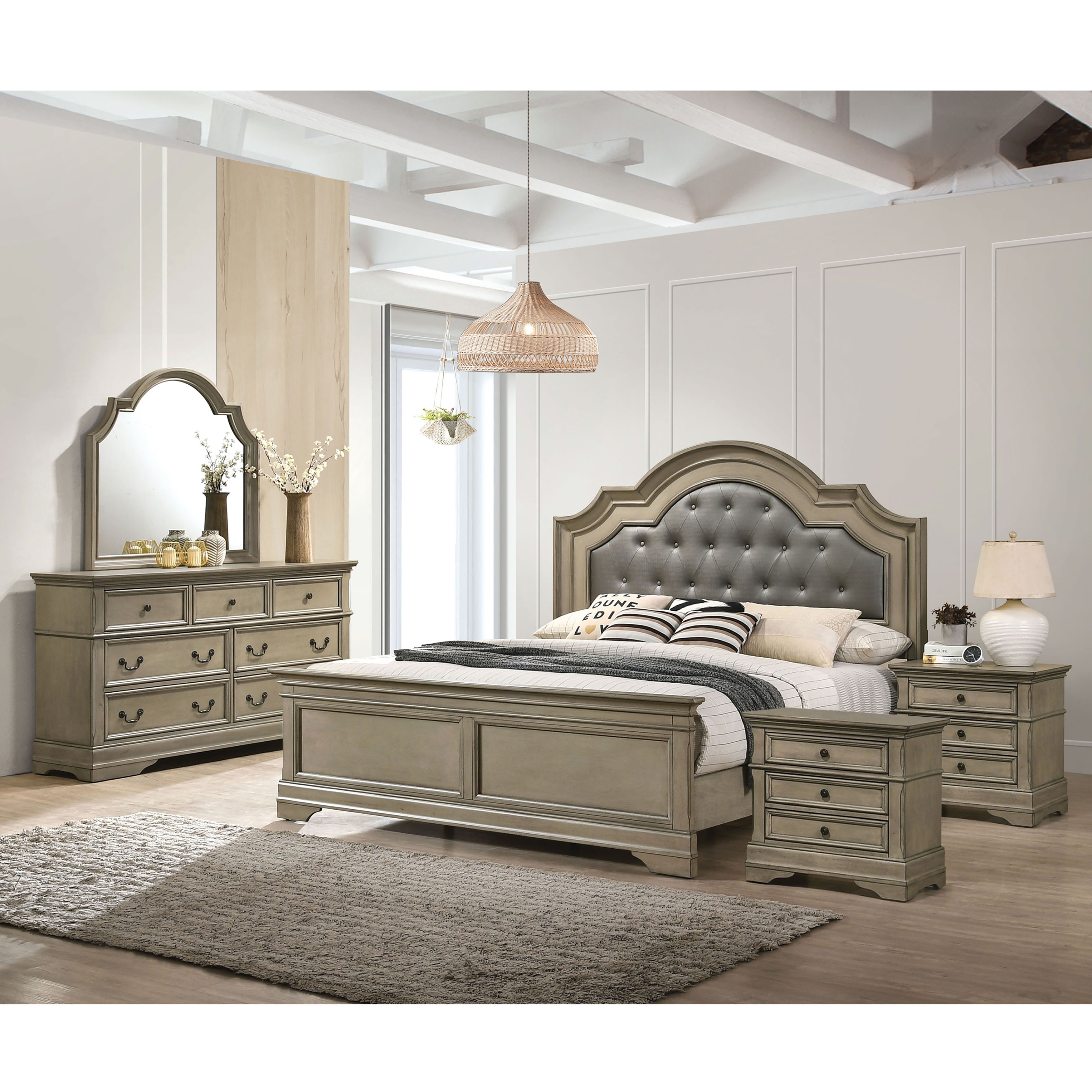 Aalia Transitional Grey 5-Piece Bedroom Set by Furniture of America - - 36593987