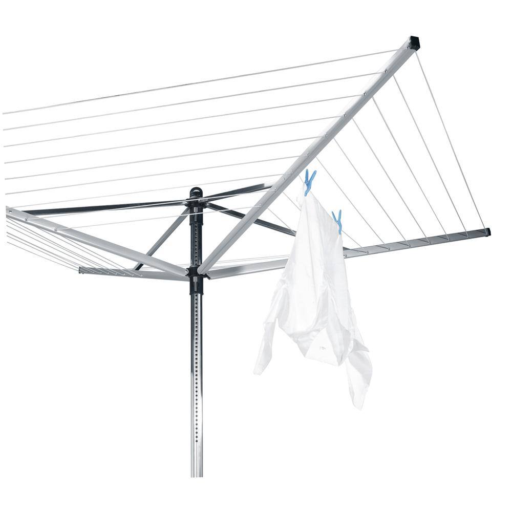 Brabantia 116.1 x 116.1 in. Rotary Clothesline Lift-O-Matic with Ground Spike Clothespin Bag Protective Cover and Clothespins 311321