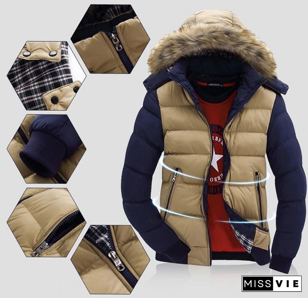 Men's Winter Jackets Thick Hooded Fur Collar Parka Men Coats Casual Padded Mens Jackets